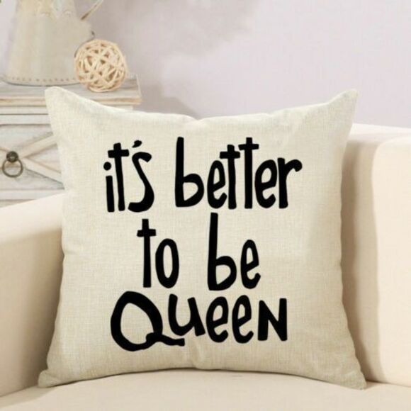 Great To Be King Better To Be Queen Pillow Covers Word Art Linen Bundle of 2 NEW - Picture 3 of 5